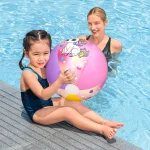 Minge Gonflabila de Plaja Roz Mov cu Model Unicorn 51cm
